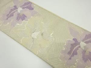 アンティーク　斜め縞に花模様織出し袋帯（材料）